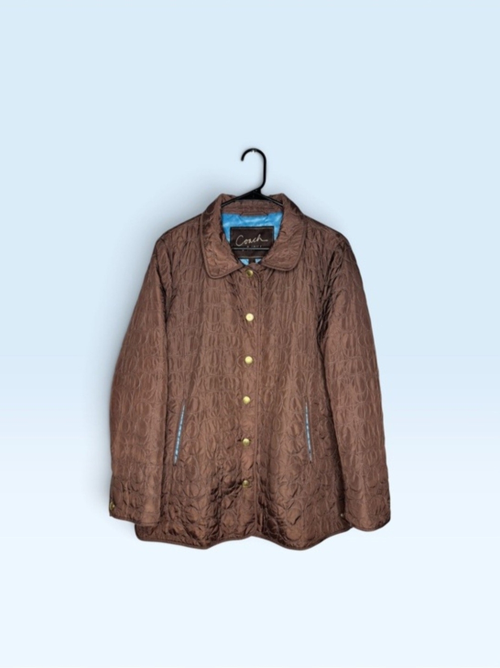 Coach Signature C Brown Quilted Snap-Front Jacket - Like New - Picture 6 of 7